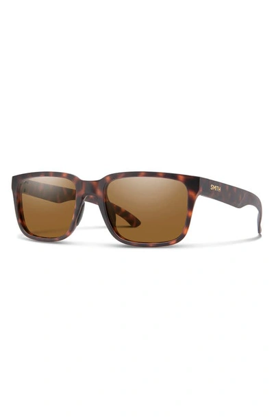 Smith Headliner 55mm Polarized Rectangle Sunglasses In Matte Tort/ Chromapop Brown