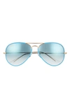 Ray Ban Pilot 62mm Aviator Sunglasses In Lgt Blue Gold/ Clear Grad Blue