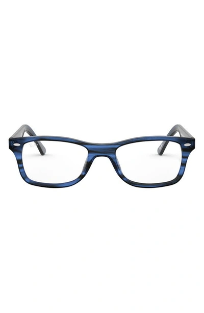Ray Ban 53mm Square Optical Glasses In Striped Blue