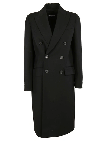 Dsquared2 Black Wool Double-breasted Coat