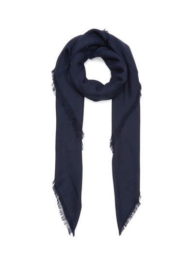 Loewe Giant Anagram Raw Edge Scarf In Blue