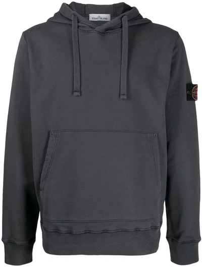 Stone Island Compass Badge Cotton Hoodie In Grey