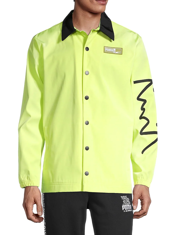 Puma Men's Back-print Coach Jacket In Yellow | ModeSens