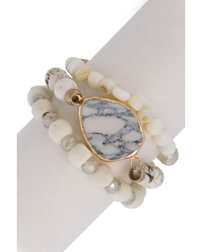 Saachi Stackable Bracelet Set In White