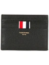 Thom Browne Card Holder With Note Compartment In Black Pebble Grain