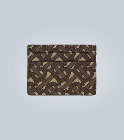 Burberry Monogram Print E-canvas Card Case In Brown