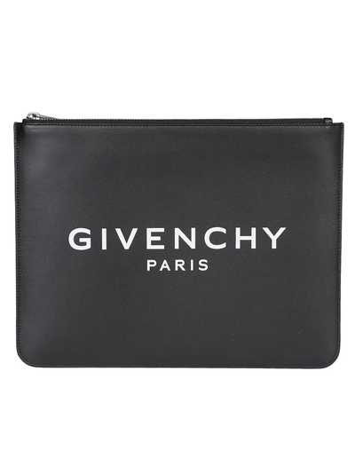 Givenchy Large Logo Print Pouch In Black