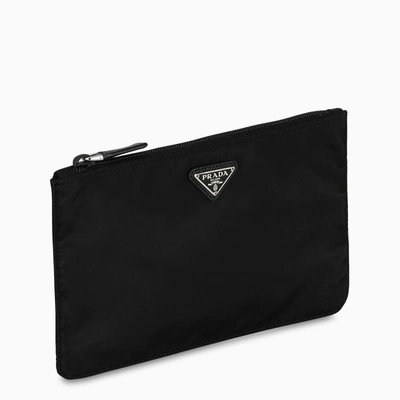 Prada Pouch In Renylon With Triangular Logo In Black