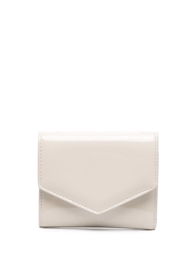 Maison Margiela White Grained Leather Wallet In Neutrals
