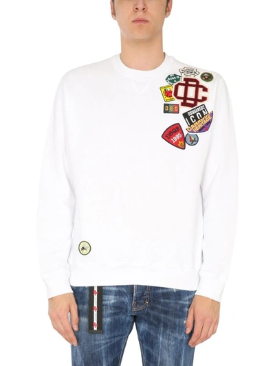 Dsquared2 Graphic Print Crewneck Sweatshirt In White