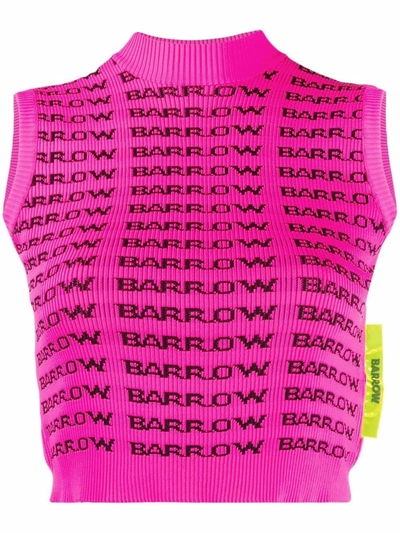 Barrow All Over Logo Embroidery Top In Fuchsia