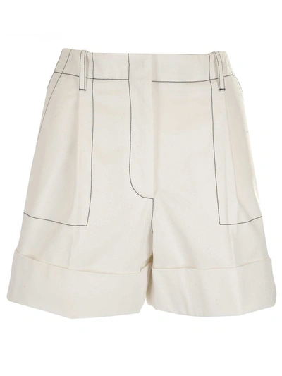 Alexander Mcqueen Contrast Stitching Shorts In White