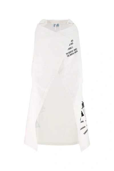 Prada Graphic Print Sleeveless Topper Coat In White