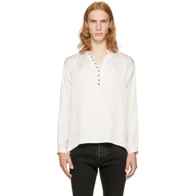 Saint Laurent Off-white Jacquard Half-button Shirt