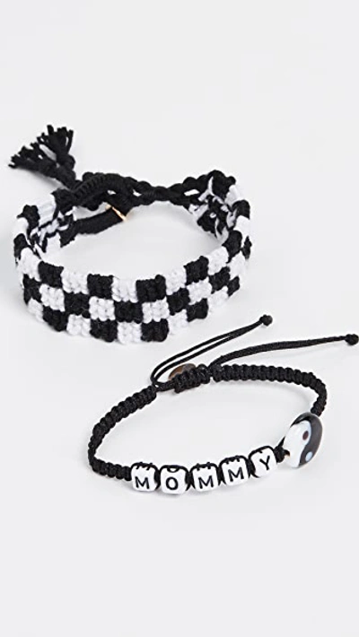 Maison Irem Mommy Bracelets, Set Of 2 In Black/white