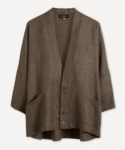 Eskandar Sloped Shoulder Deep V-neck Jacket In Bison