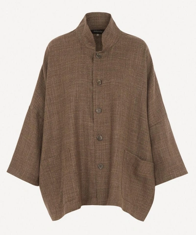 Eskandar Sloped Shoulder Jacket In Bison