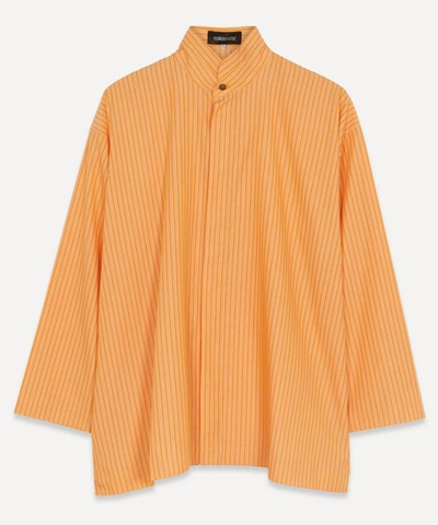 Eskandar Tangerine Stripe A-line Shirt