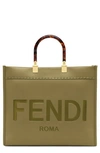 Fendi Medium Sunshine Leather Shopper In Avocado