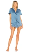 Flora Nikrooz Victoria Charmeuse Shorts Pajama Set In Blue