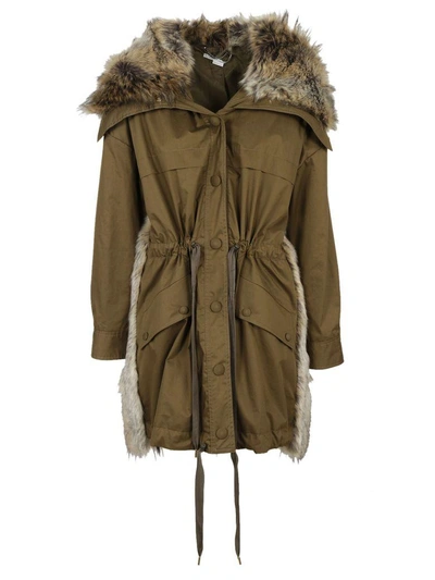 Stella Mccartney Fur Free Fur Parka In Mud