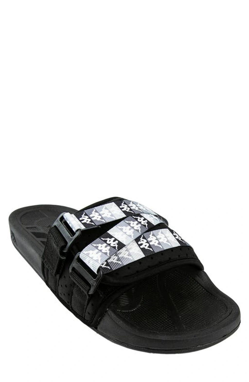 Kappa 222 Banda Mitel 1 Logo Slide Sandals In Black/white  display picture 1