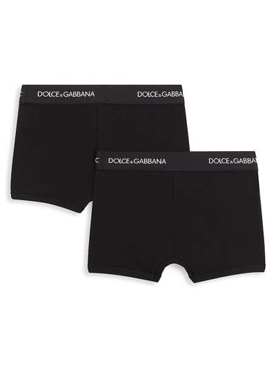 Dolce & Gabbana Kids' 2 Pack Logo Waistband Boxers In Nero
