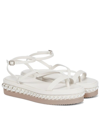Jimmy Choo Pine Faux Pearl-embellished Leather Platform Sandals In White