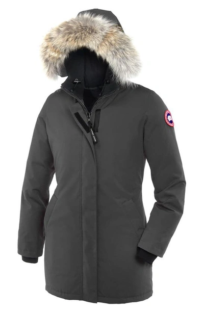 Canada Goose Victoria Down Parka With Genuine Coyote Fur Trim In Graphite