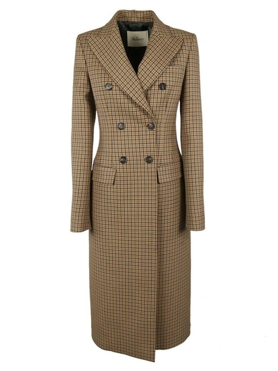 Mulberry Double Breasted Long Coat In Camel