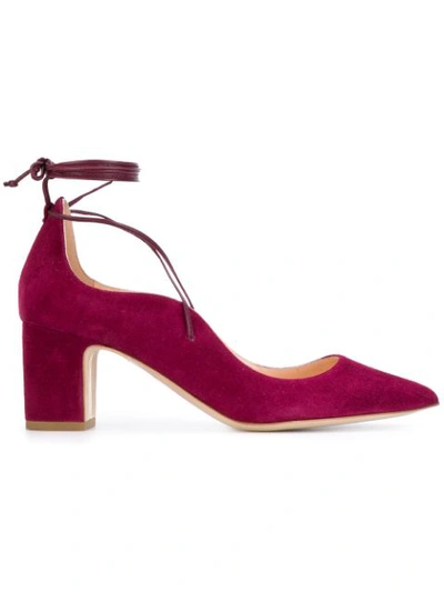 Rupert Sanderson Poet Point-toe Suede Pumps In Burgundy