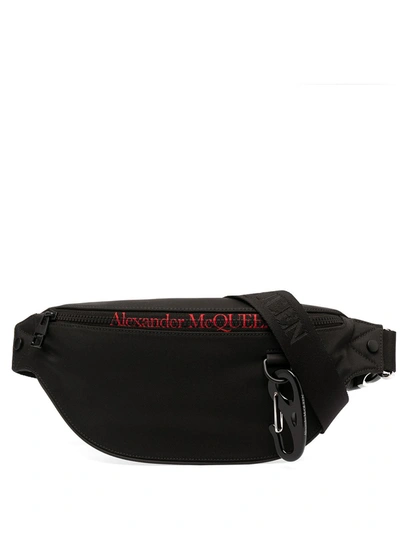 Alexander Mcqueen Oversize Harness Belt Bag In Black/lust Red