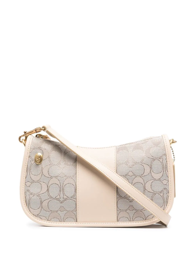 Coach Swinger Signature Jacquard Shoulder Bag In B4 Stone Ivory