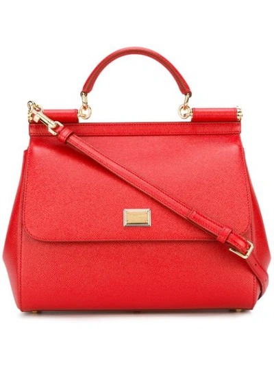 Dolce & Gabbana Large Sicily Shoulder Bag In Red