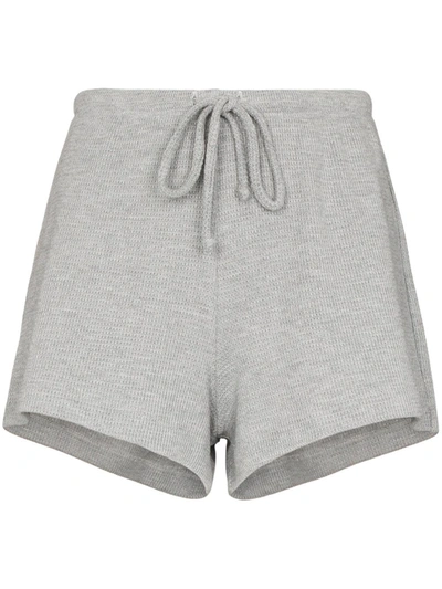 Leset Willow Brushed Waffle-knit Shorts In Grau
