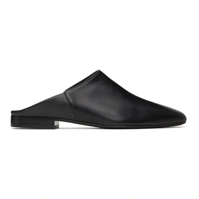 Co Point-toe Leather Backless Loafers In Black