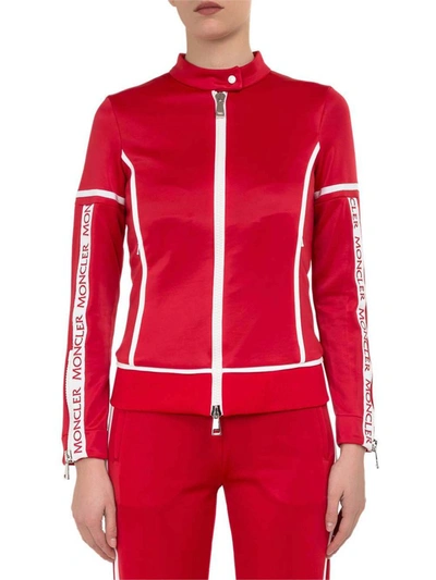 Moncler Contrast Panel Jacket In Red