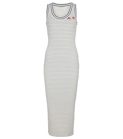 Alessandra Rich Striped Cotton-blend Knit Midi Dress In Multi