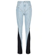 Mugler Paneled Neoprene-trimmed High-rise Skinny Jeans In Multi-colour