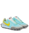 Nike Waffle Racer Crater Sneakers In Bleached Aqua/speed Yellow/sail