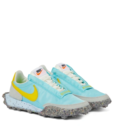 Nike “waffle Racer Crater”运动鞋 In Bleached Aqua/speed Yellow/sail