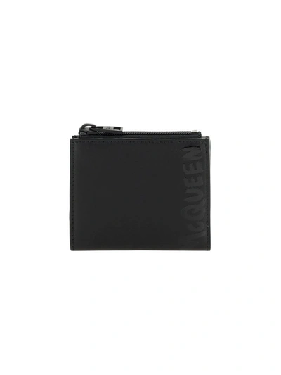 Alexander Mcqueen Logo Zipped Wallet In Black