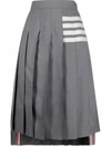 Thom Browne Women Below Knee Dropped Back Pleated Skirt In Engineered 4 Bar Plain Weave Suiting In Grey