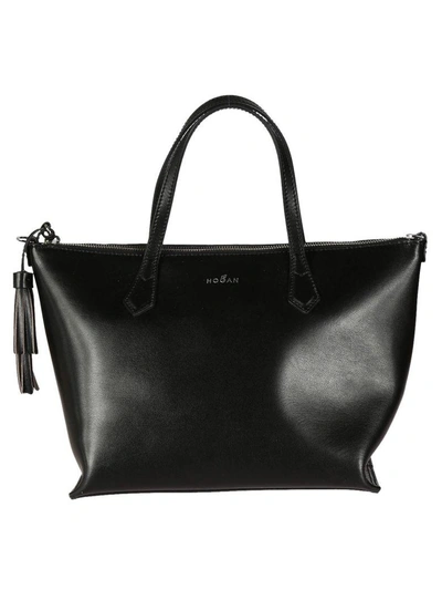 Hogan Women's Leather Handbag Shopping Bag Purse In Black