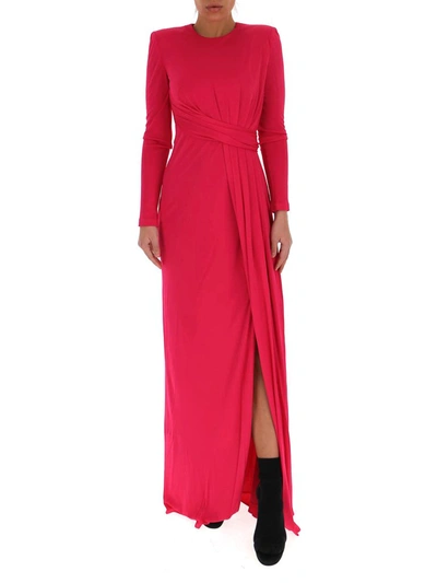 Alexander Mcqueen Draped Maxi Dress In Pink