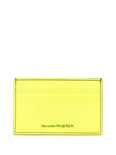 Alexander Mcqueen Logo-print Cardholder In Yellow