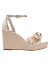 Kate Spade Tianna Metallic Leather Wedge Espadrille Sandals In Pale Gold