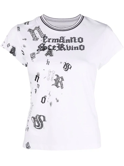 Ermanno Scervino Logo-embroidered Cotton T-shirt In Weiss