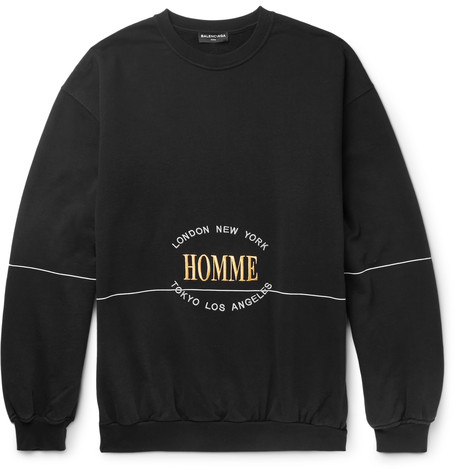 Balenciaga Oversized Embroidered Loopback Cotton-jersey Sweatshirt In Black  | ModeSens
