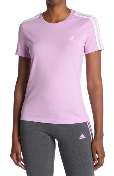 Adidas Originals Adidas Women's Essentials 3-stripes Loose Cropped T-shirt In Clelil/whi